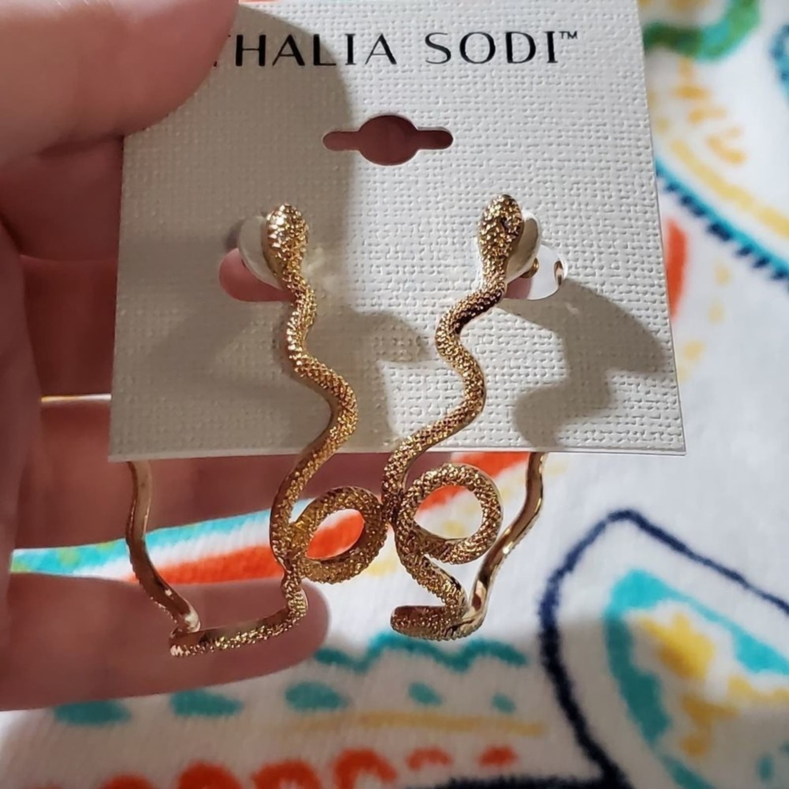 Thalia Sodi Gold Snake Hoop Statement Earrings New 28$
